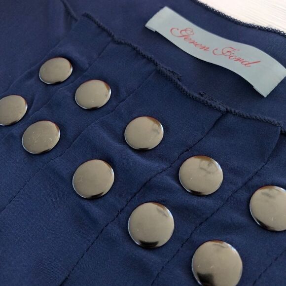 Geren Ford Pleats & Studs Sleeveless Silk Blouse In Navy - Picture 6 of 11